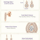 Classic Pear Halo Earrings Rose Gold Plated