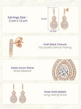 Classic Pear Halo Earrings Rose Gold Plated