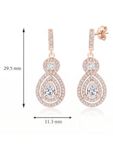 Classic Pear Halo Earrings Rose Gold Plated