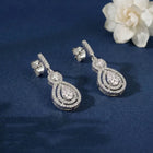 Classic Pear Halo Earrings Rhodium Plated