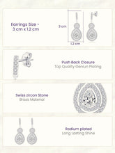 Classic Pear Halo Earrings Rhodium Plated