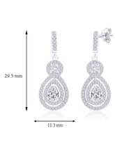 Classic Pear Halo Earrings Rhodium Plated