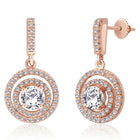 Stellar Halo Drop Earrings Rose Gold Plated