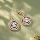 Stellar Halo Drop Earrings Rose Gold Plated