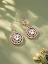 Stellar Halo Drop Earrings Rose Gold Plated