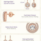 Stellar Halo Drop Earrings Rose Gold Plated