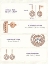 Stellar Halo Drop Earrings Rose Gold Plated