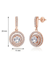 Stellar Halo Drop Earrings Rose Gold Plated