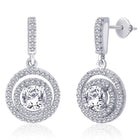 Stellar Halo Drop Earrings Rhodium Plated