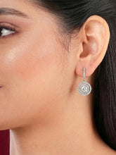 Stellar Halo Drop Earrings Rhodium Plated