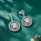 Stellar Halo Drop Earrings Rhodium Plated