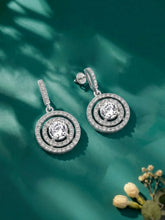 Stellar Halo Drop Earrings Rhodium Plated
