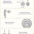 Stellar Halo Drop Earrings Rhodium Plated