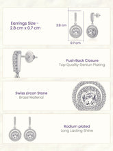 Stellar Halo Drop Earrings Rhodium Plated