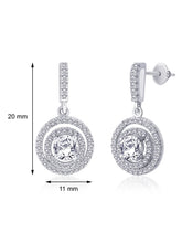 Stellar Halo Drop Earrings Rhodium Plated