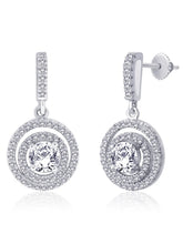 Stellar Halo Drop Earrings Rhodium Plated