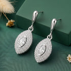 Elegant Marquise Drop Earrings Rhodium Plated