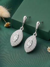 Elegant Marquise Drop Earrings Rhodium Plated