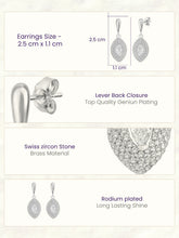 Elegant Marquise Drop Earrings Rhodium Plated