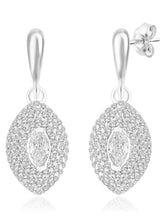 Elegant Marquise Drop Earrings Rhodium Plated