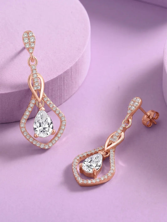 Imperial Drop Earrings Rose Gold Plated