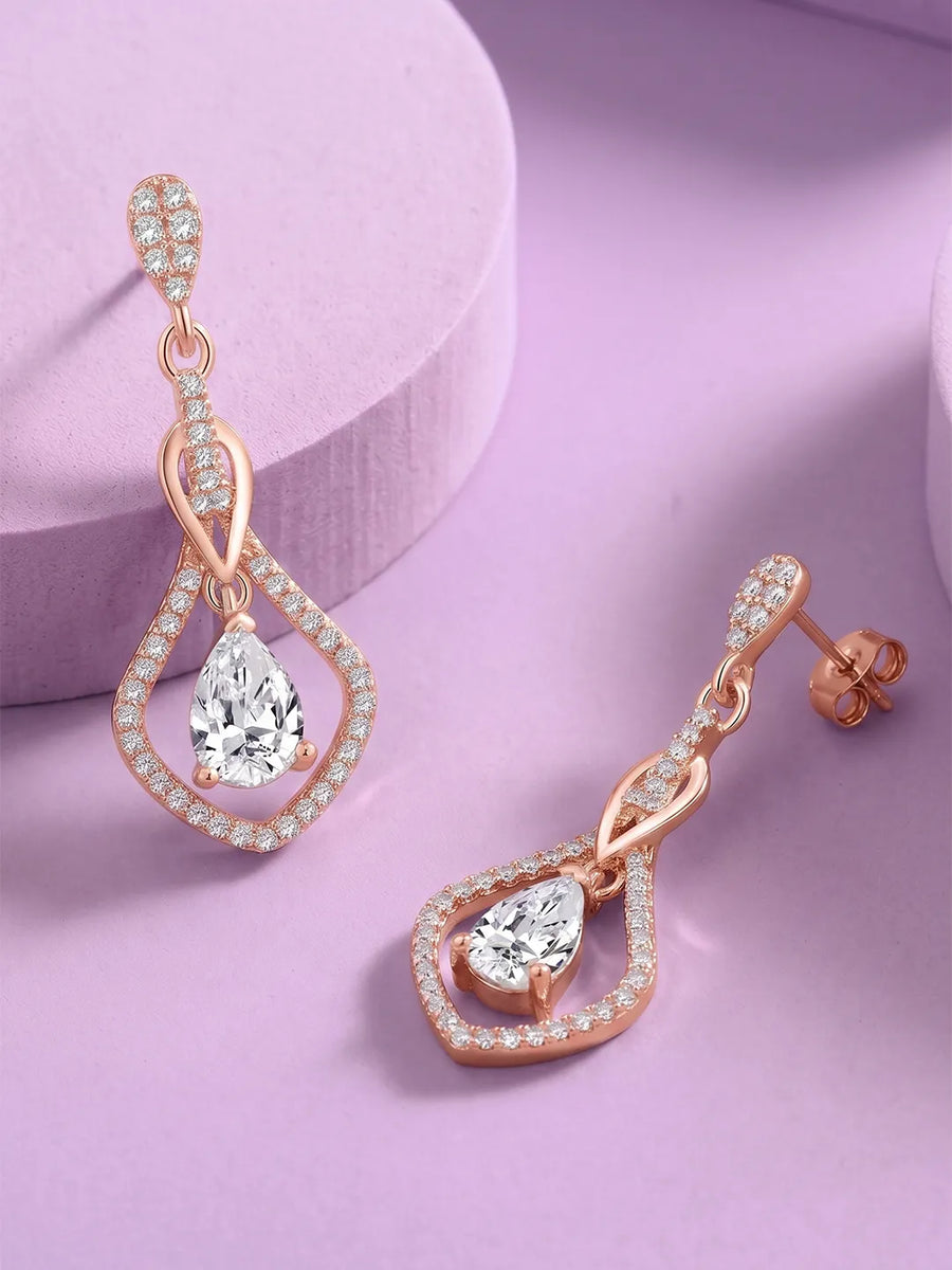 Imperial Drop Earrings Rose Gold Plated