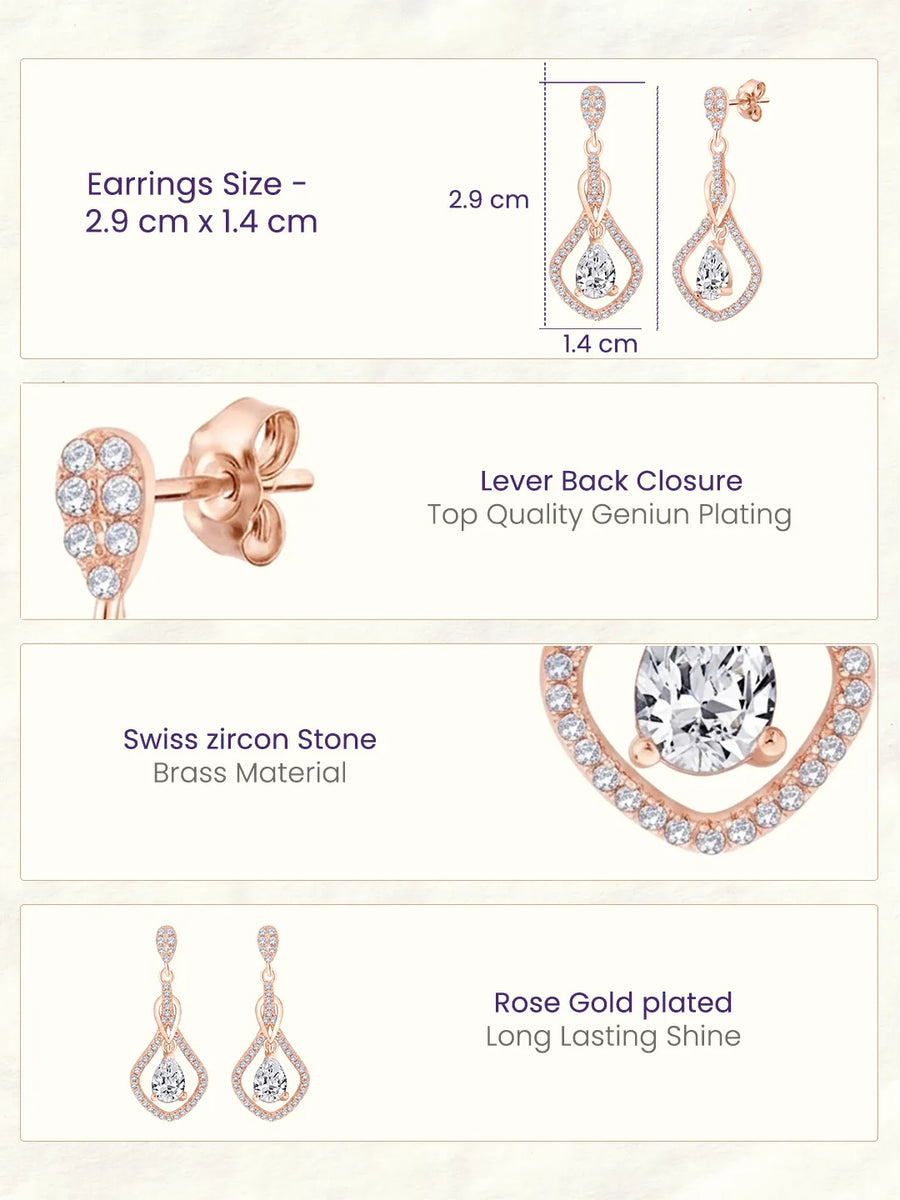 Imperial Drop Earrings Rose Gold Plated