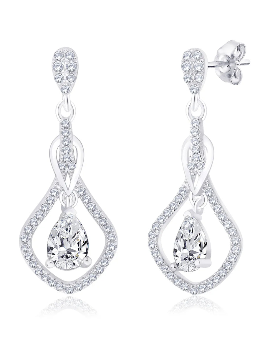 Imperial Drop Earrings Rhodium Plated