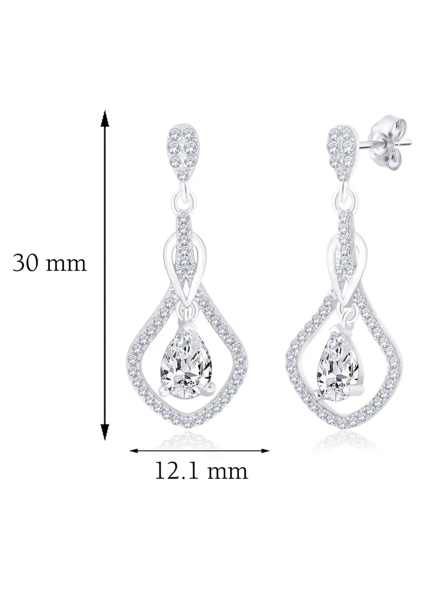 Imperial Drop Earrings Rhodium Plated