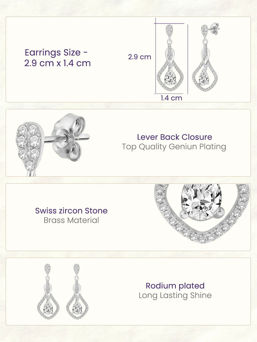 Imperial Drop Earrings Rhodium Plated