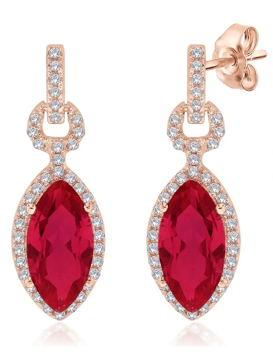 Rouge Marquise Drop Earrings Rose Gold Plated