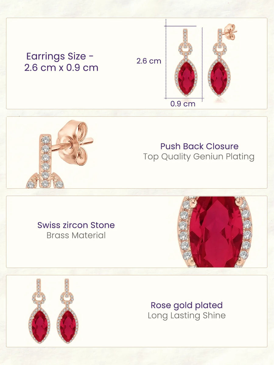 Rouge Marquise Drop Earrings Rose Gold Plated