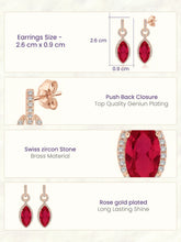 Rouge Marquise Drop Earrings Rose Gold Plated
