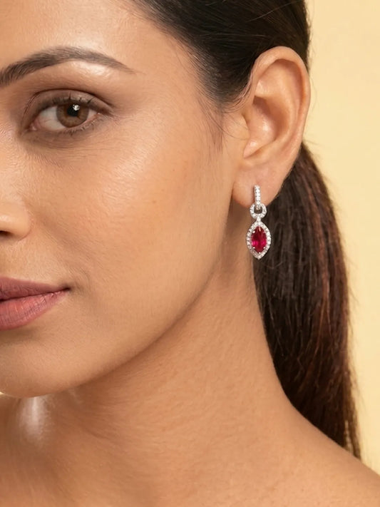 Rouge Marquise Drop Earrings Rhodium Plated