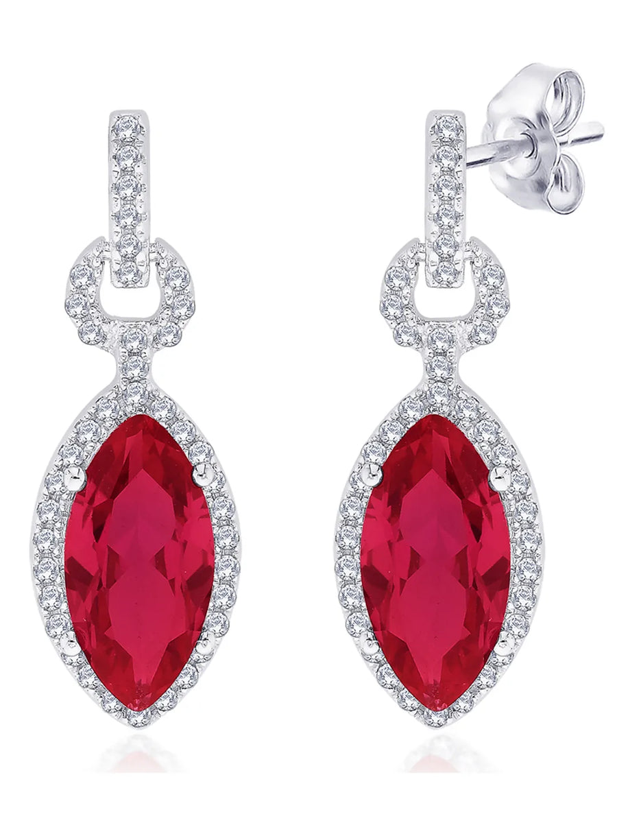 Rouge Marquise Drop Earrings Rhodium Plated