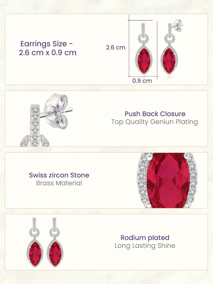 Rouge Marquise Drop Earrings Rhodium Plated