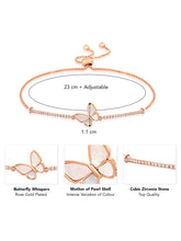 Butterfly Whispers Rose Gold Mother of Pearl Adjustable CZ Bracelet