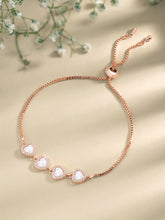 Romantic Hearts Mother of Pearl Rose Gold Adjustable CZ Bracelet