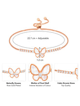 Butterfly Dreams Rose Gold Plated Mother of Pearl Adjustable CZ Bracelet