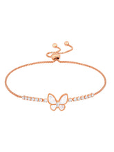 Butterfly Dreams Rose Gold Plated Mother of Pearl Adjustable CZ Bracelet