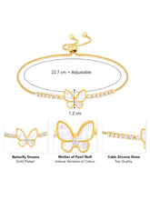 Butterfly Dreams Rose Gold Plated Mother of Pearl Adjustable CZ Bracelet