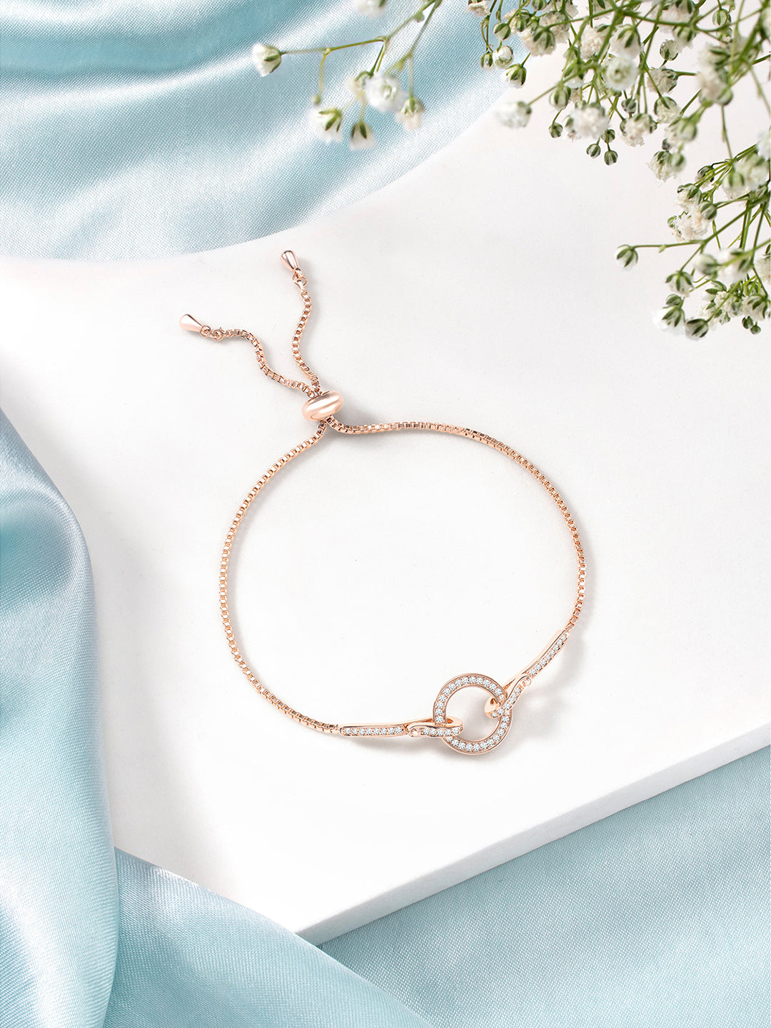 Circle of Sparkle Rose Gold Adjustable CZ Bracelet