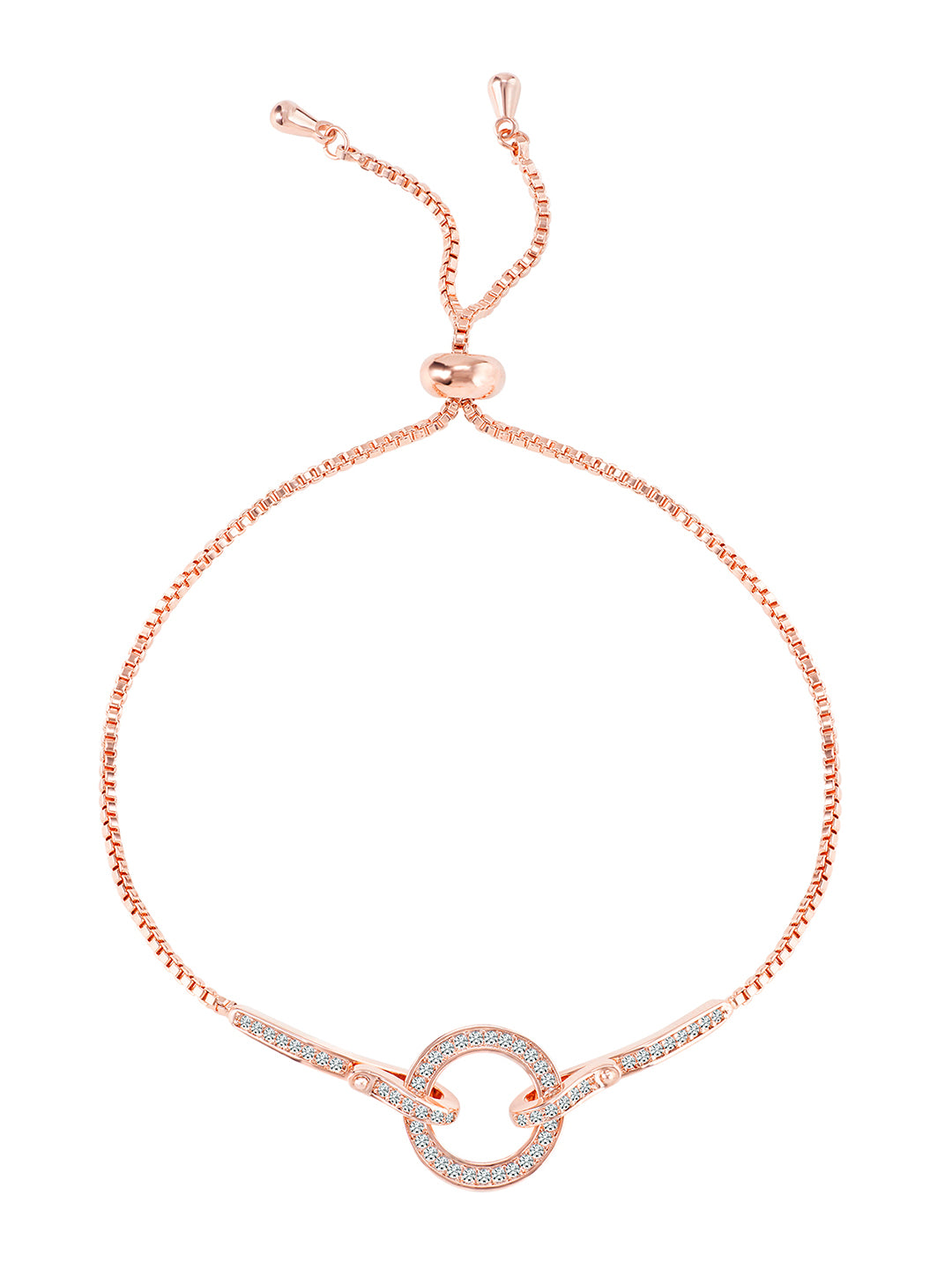 Circle of Sparkle Rose Gold Adjustable CZ Bracelet