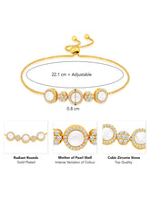 Radiant Rounds Gold Plated Mother of Pearl Adjustable CZ Bracelet