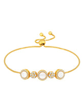 Radiant Rounds Gold Plated Mother of Pearl Adjustable CZ Bracelet