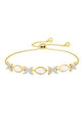 Gilded Gleam Gold Plated Mother of Pearl CZ Adjustable Bracelet