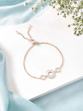 Rose Gold CZ Circles Motif Adjustable Bracelet