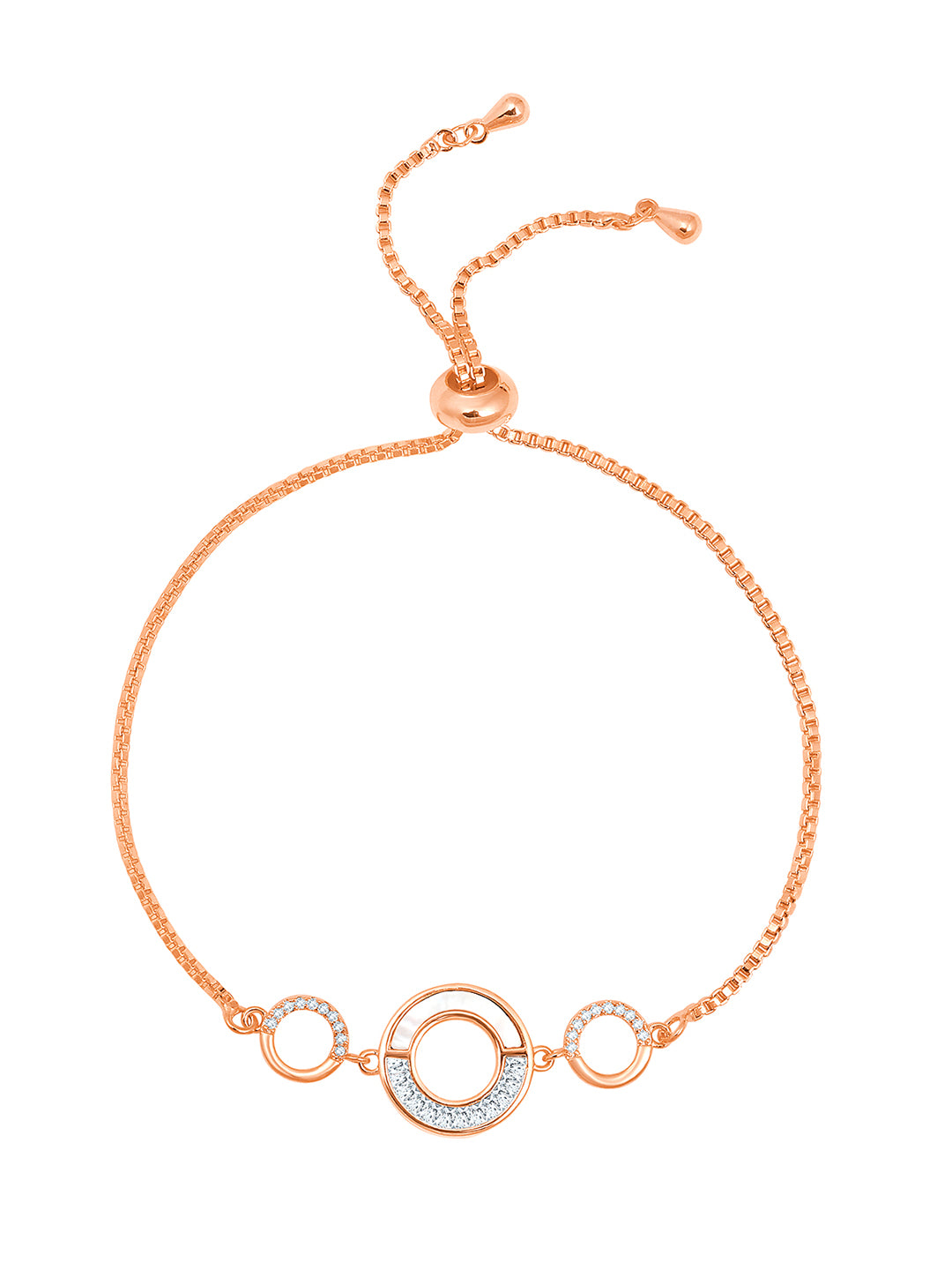 Gleaming Circles Rose Gold Plated Adjustable CZ Bracelet