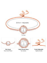 Chic Pearls Rose Gold Adjustable CZ Bracelet