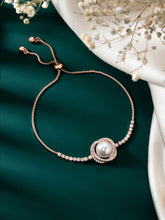 Chic Pearls Rose Gold Adjustable CZ Bracelet